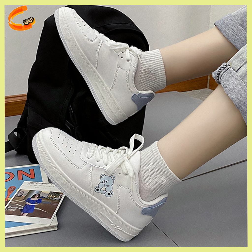 Giày thể thao nữ mẫu mới siêu HOT 2021, giày snaker nam nữ màu trắng chất liệu da PU đế cao su siêu êm 3cm size 35-40 Chimo