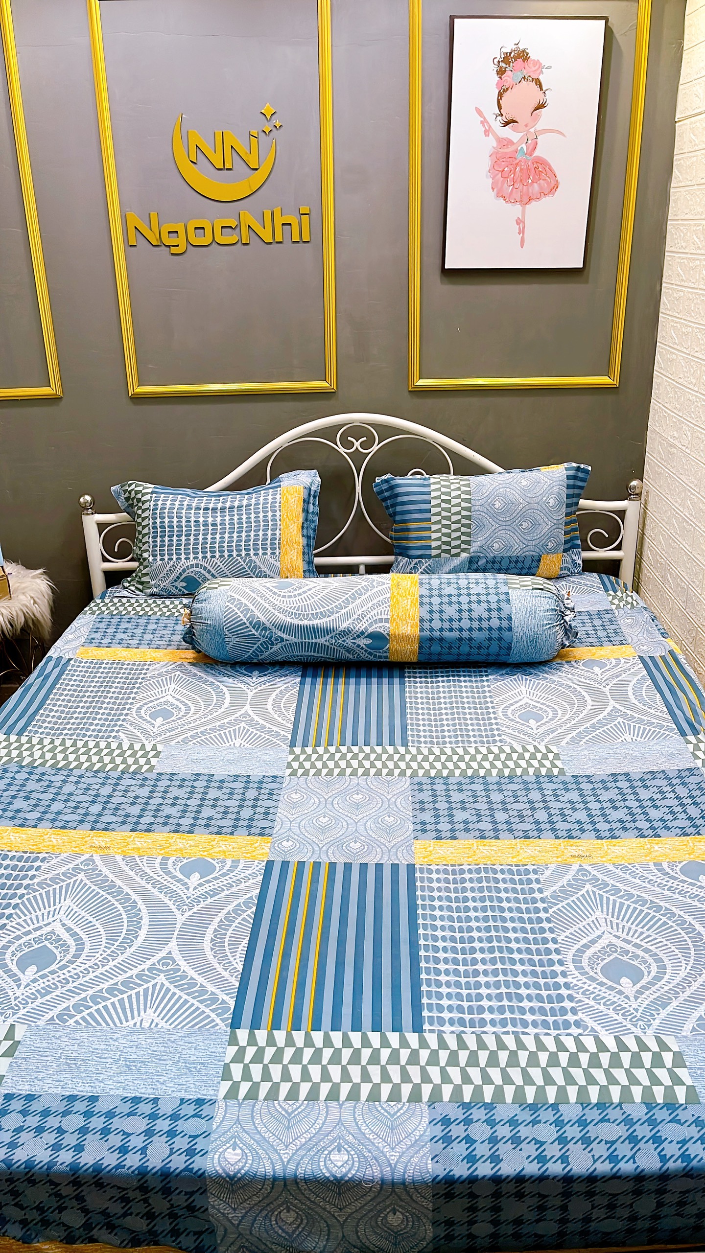 Bộ ga drap và vỏ gối thun lạnh Hàn Quốc Ngọc Nhi mẫu sọc cá tính size 1m4x2m 1m6x2m 1m8x2m
