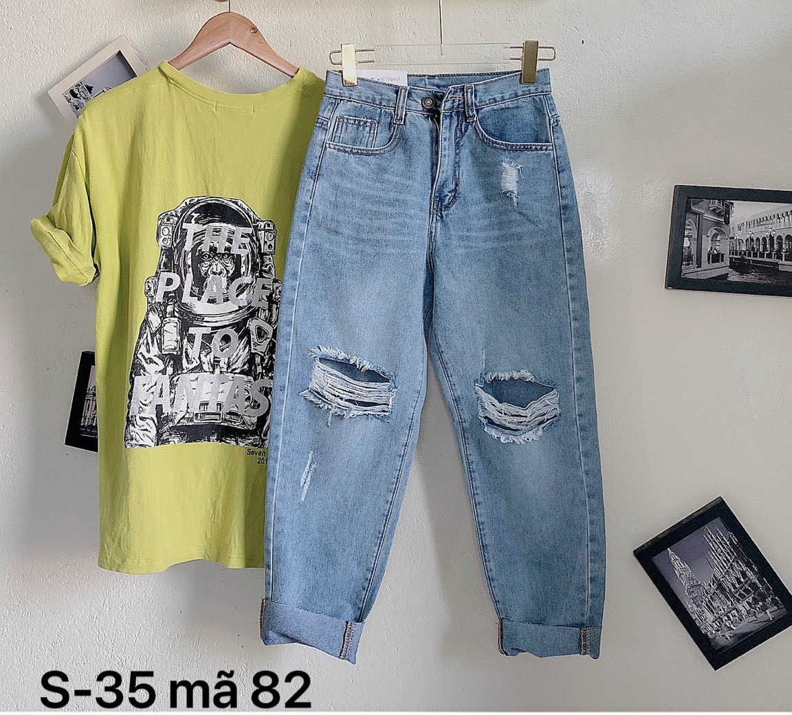 [HCM]Quần baggy Jean Nữ Rách Bao NgầyHàng VNXk Siêu Xịn Sò bap dày dặn-JT