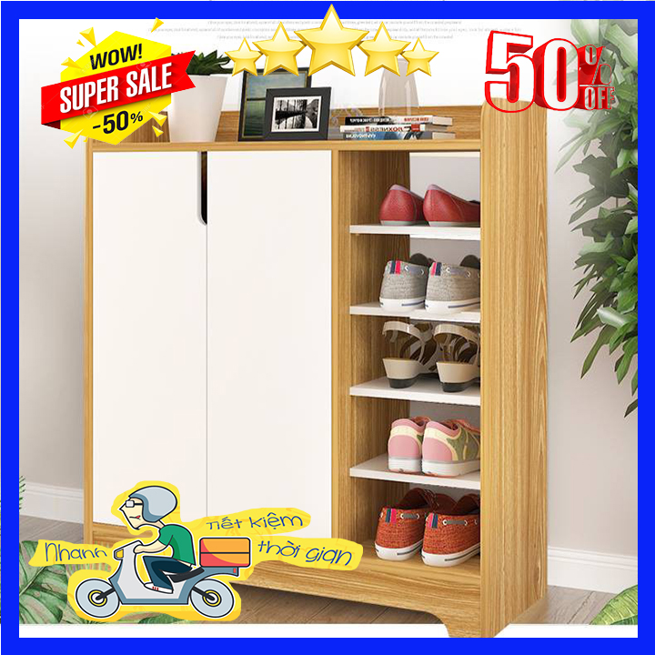 Tủ để giày dép đa năng 80 x 85 x 25 cm, gỗ công nghiệp MDF lõi xanh chất lượng cao, phủ Melamin chống ẩm cực tốt