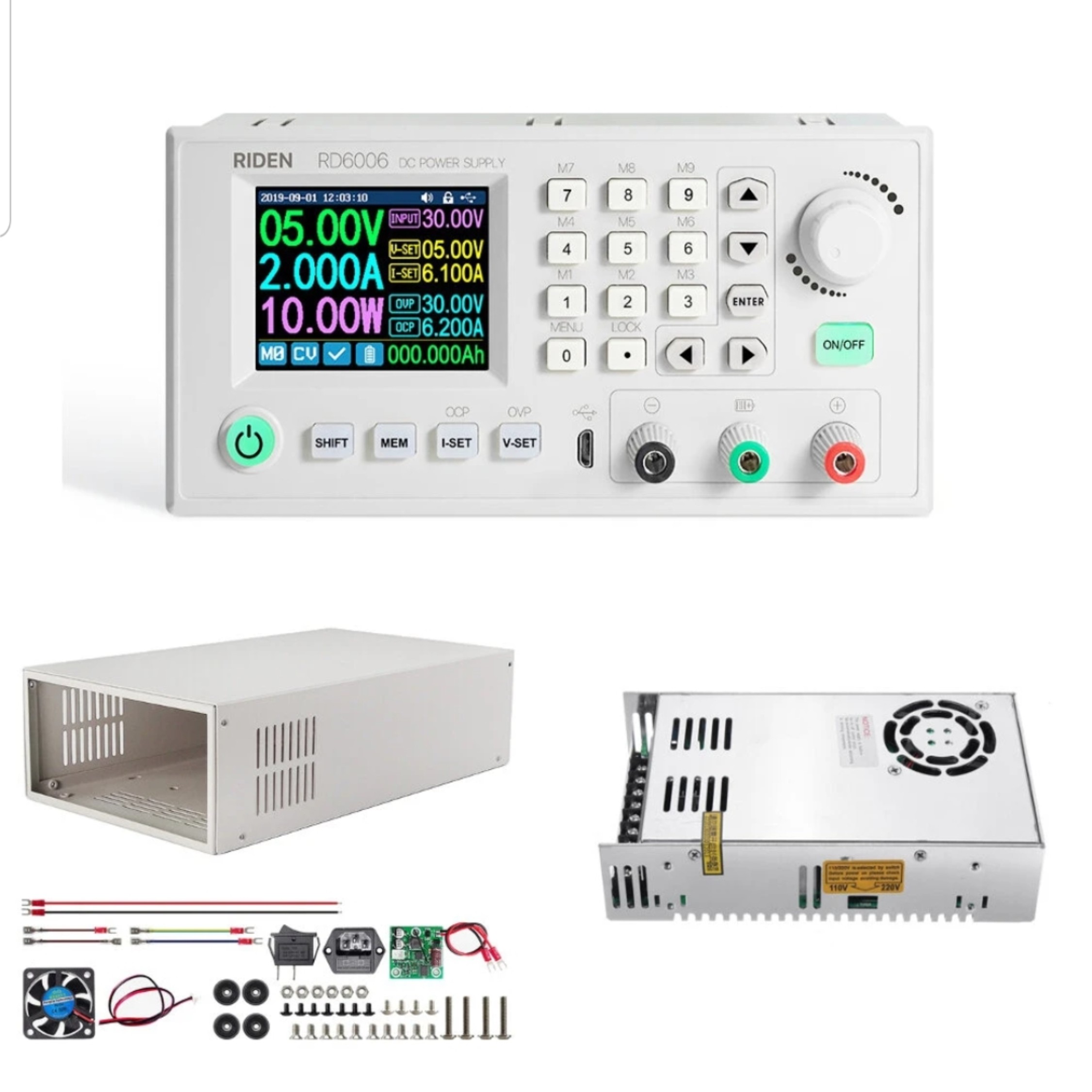 Bộ nguồn DC Riden RD 6006W  (3 MÓN).Mới 100%  ( kết nối Wifi. Điều khiển bằng điện thoại và máy tính) Dành cho A/E thợ sửa điện tử