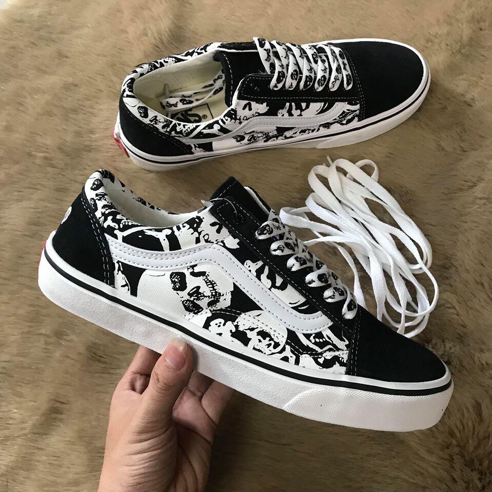 [HCM]giày sneaker vans-old-skool đầu lâu dành cho nam nữ tặng hộp