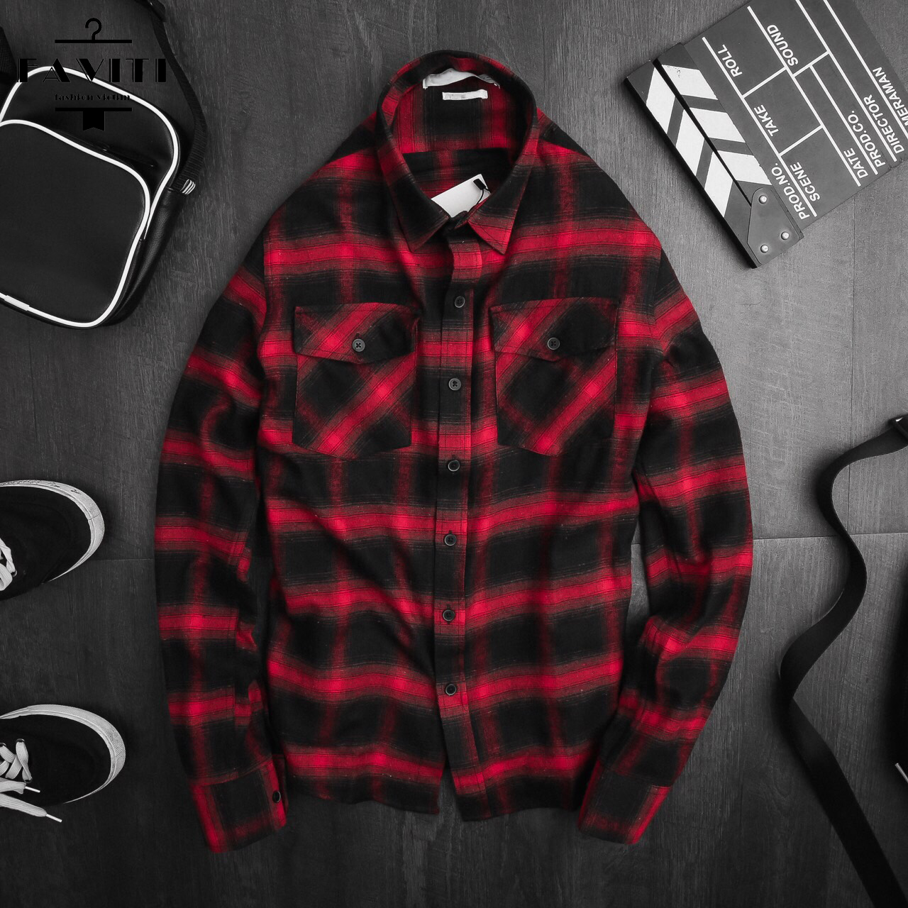 Áo sơ mi nam , sơ mi dạ caro cao cấp FAVITI full hộp SM53