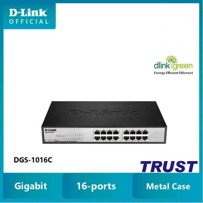 Bộ chia mạng D-Link Switch 16 cổng RJ45 10 100 1000Mbps - DGS-1016C