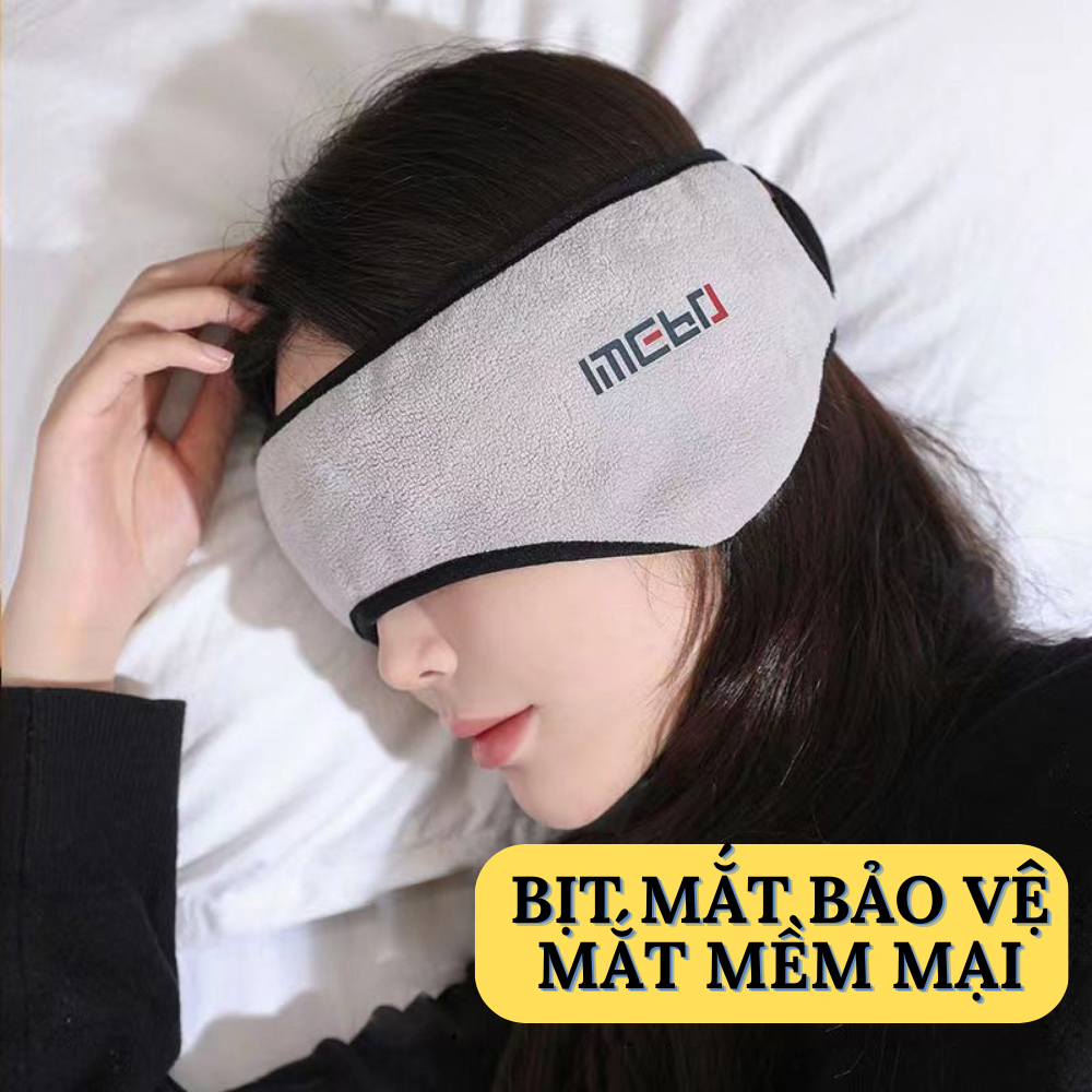 Bịt mắt ngủ trưa Imebobo mềm mại sử dụng kết hợp được bịt tai chống ồn. Che mắt bảo vệ mắt khi ngủ mềm mại êm ái