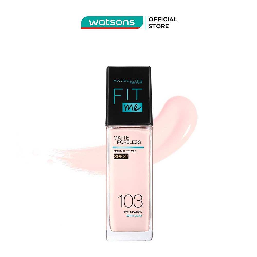 [MUA LÀ CÓ QUÀ] Kem Nền Mịn Nhẹ Kiềm Dầu Chống Nắng Fit Me Maybelline New York Matte Poreless Foundation SPF 22 30ml