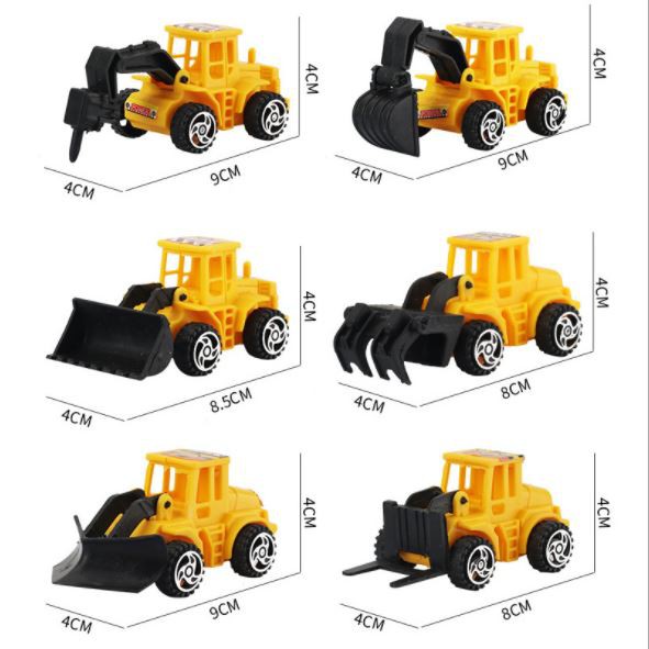Sét 6 máy xúc vàng - trang trí sinh nhật , phụ kiện bánh sinh nhật hoàng gia