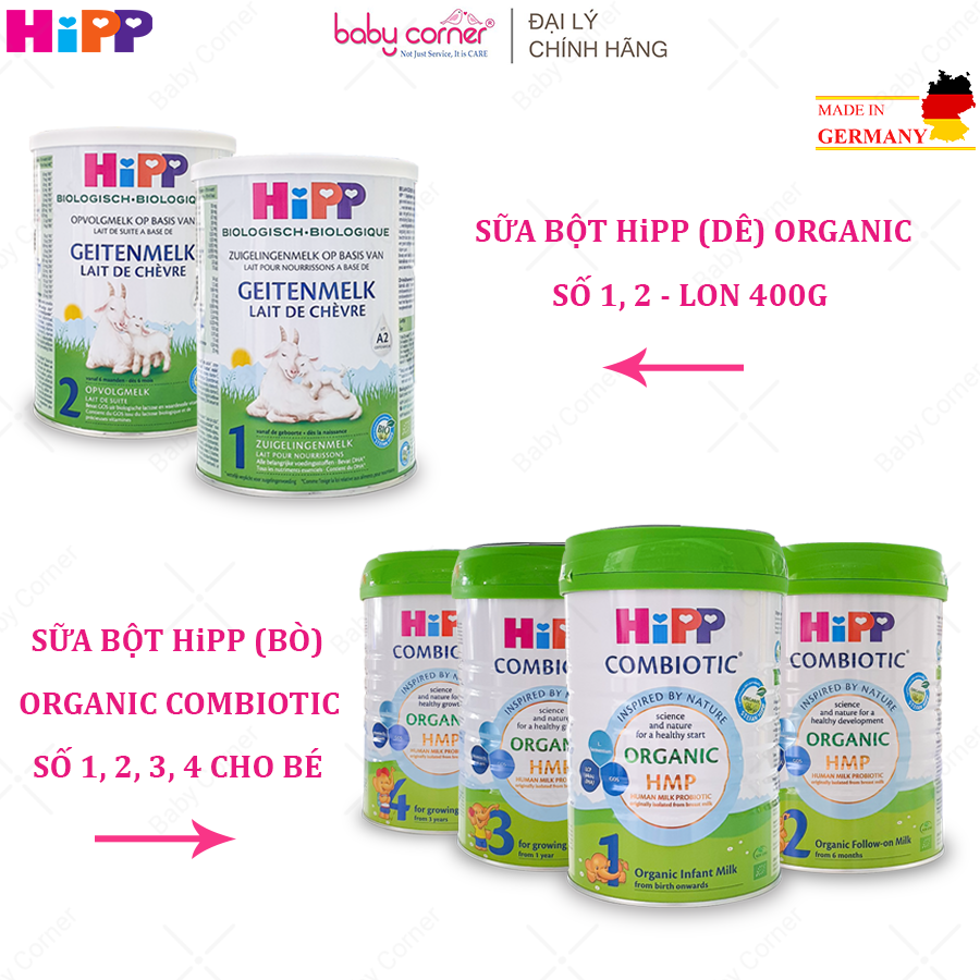 [HSD 2026] Sữa Bột HiPP Bò Organic Combiotic Số 1,2,3,4 Hộp 350g/ 800g, Sữa Dê Lon 400g Cho Bé