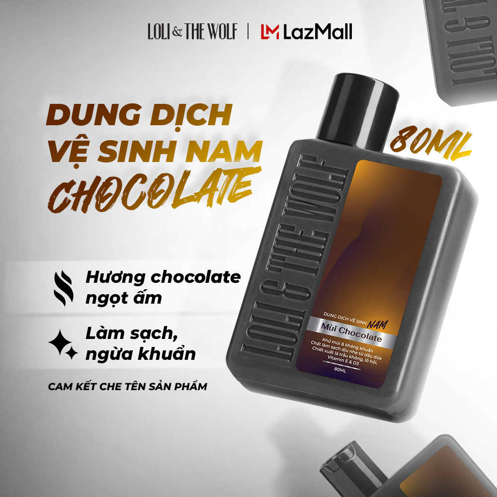 Dung Dịch Vệ Sinh Nam Loli The Wolf Hương Chocolate Dạng Gel Giúp Khử Mùi Hôi, Giảm Viêm Ngứa Vùng Kín 80ml, 150ml