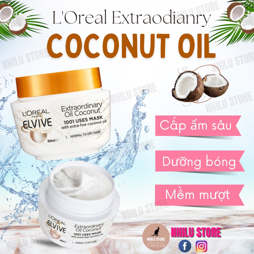 Kem ủ tóc dừa L'ORÉAL Paris Elvive extraordinary Coconut Oil - 300ml