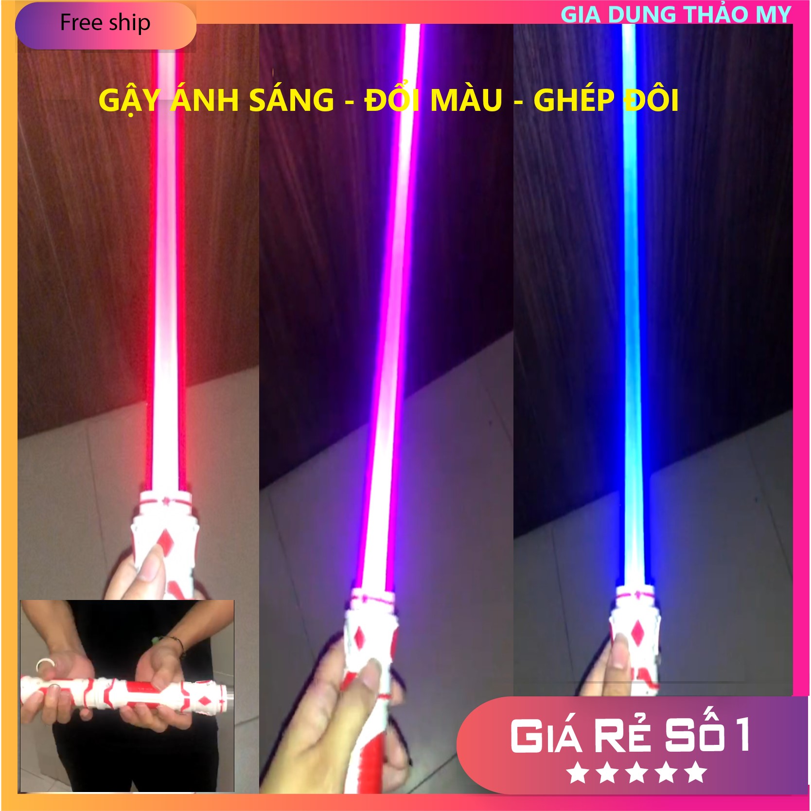 Set 2 cái đồ chơi gậy phát sáng có đèn và âm thanh an toàn vui nhộn