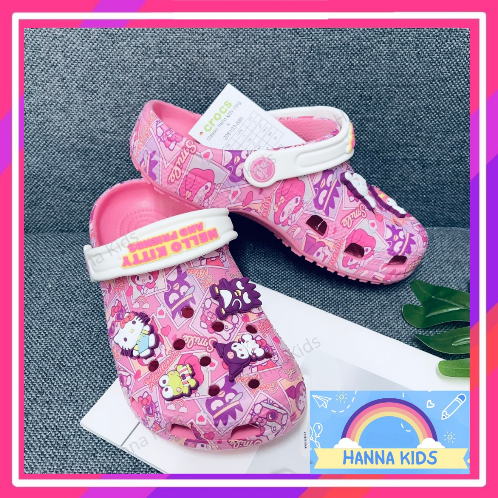 Hannakids women cross Hello Kitty sandals kids baby girls adults slippers