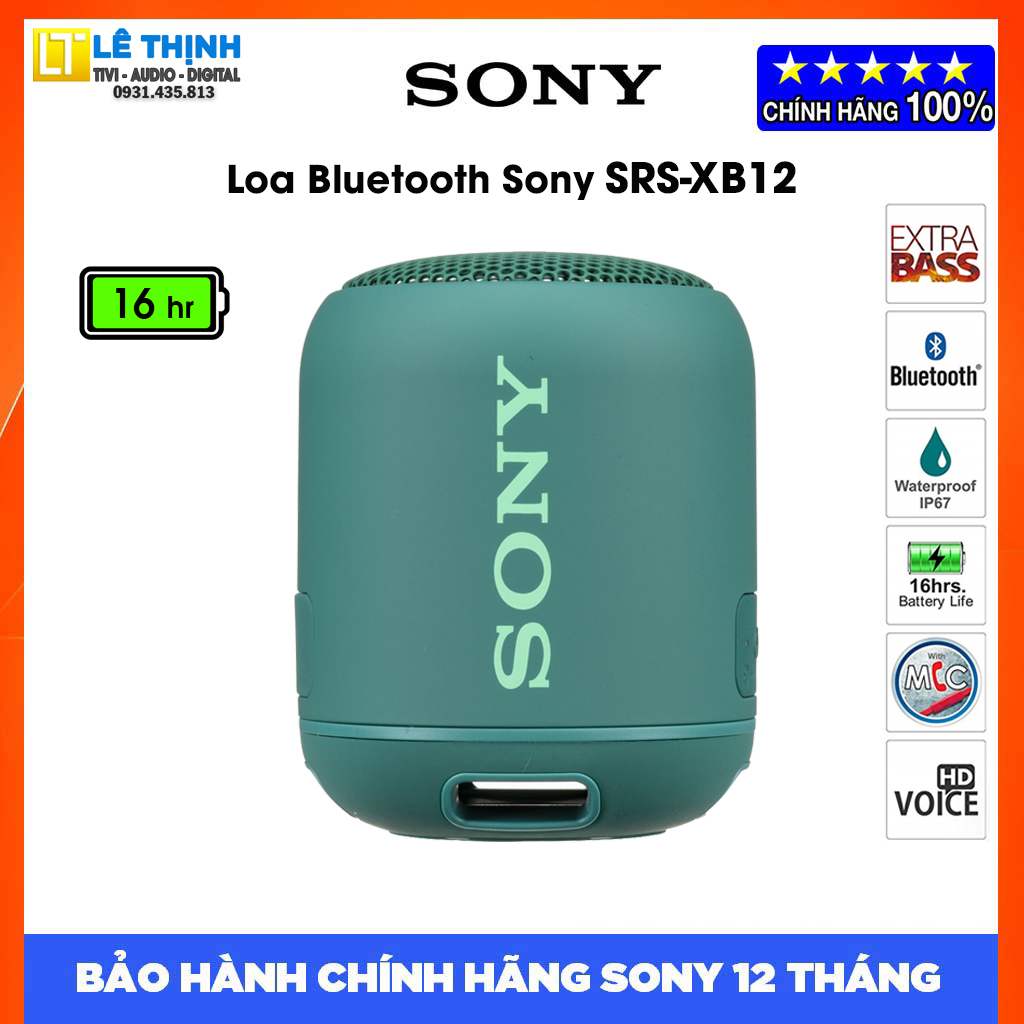 Loa Bluetooth Sony SRS-XB12 - Hàng chính hãng - Bảo hành chính hãng Sony 12 tháng toàn quốc