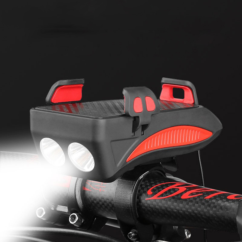 Đèn Pha LED Xe Đạp Siêu Sáng Chống Nước Có Sạc Điện USB Kèm Giá Đỡ Điện Thoại Và Còi Xe Đạp T6, Hỗ Trợ Sạc Lại Điện Thoại Khẩn Cấp Giúp Đạp Xe An Toàn Ban Đêm - DEN PHA LED XE DAP CO COI
