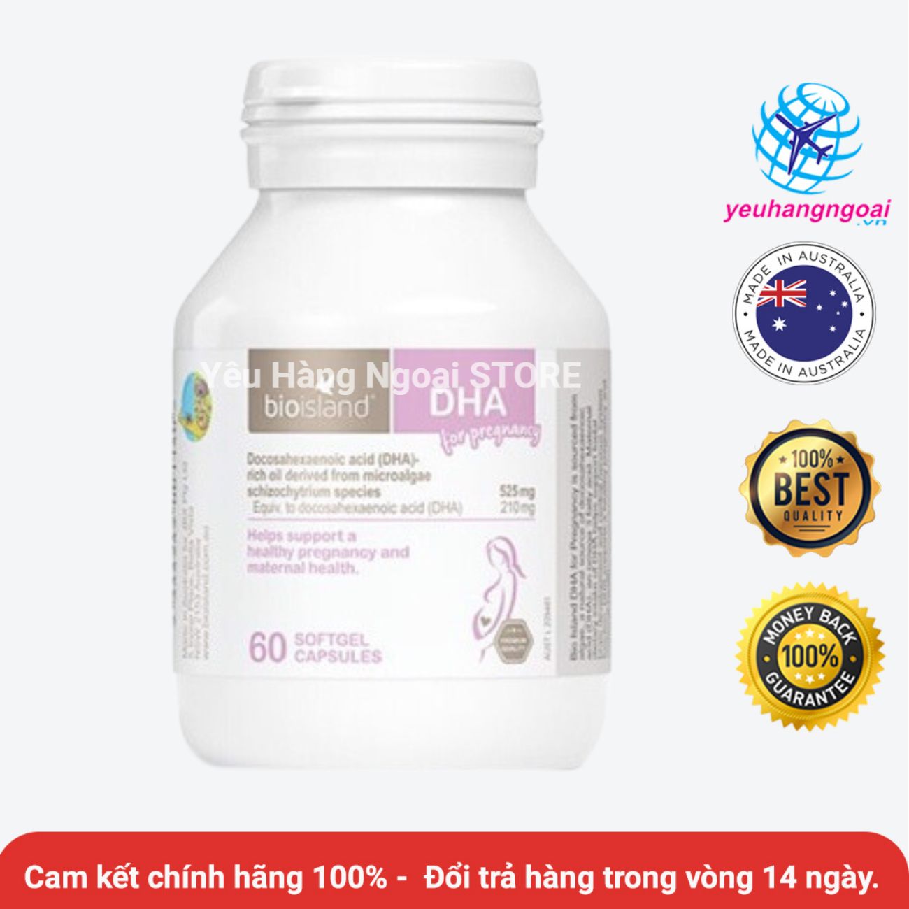 Bioisland dha for pregnancy dha cho bà bầu 60 viên của úc.
