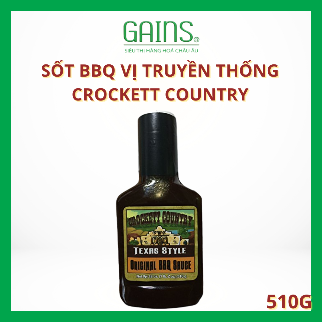 Sốt BBQ Vị Truyền Thống Crockett's Country Chai 510g (Original BBQ Sauce)