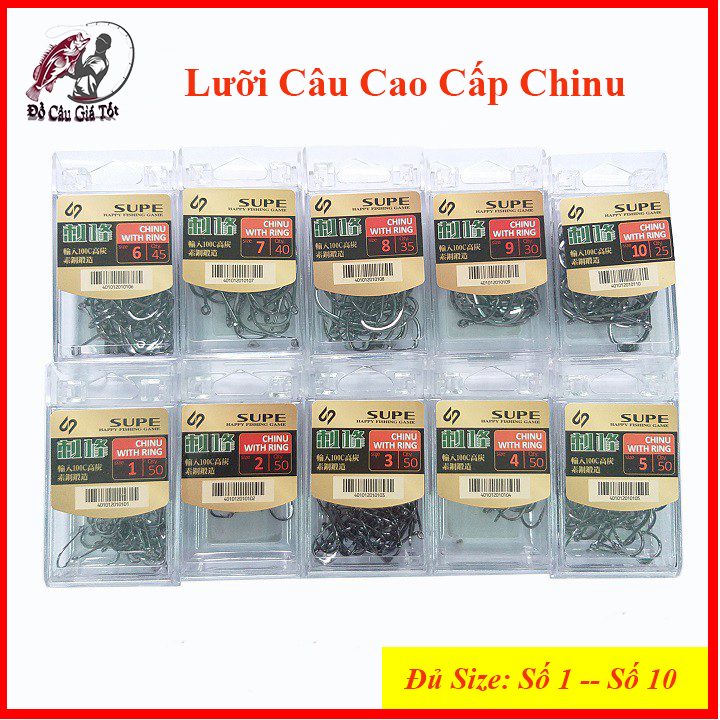 Lưỡi Câu Cá Nhật Bản Chinu Supe, Lưỡi Câu Đơn, Lưỡi Câu Không Gỉ, Lưỡi Câu Cá Chép, Rô Phi