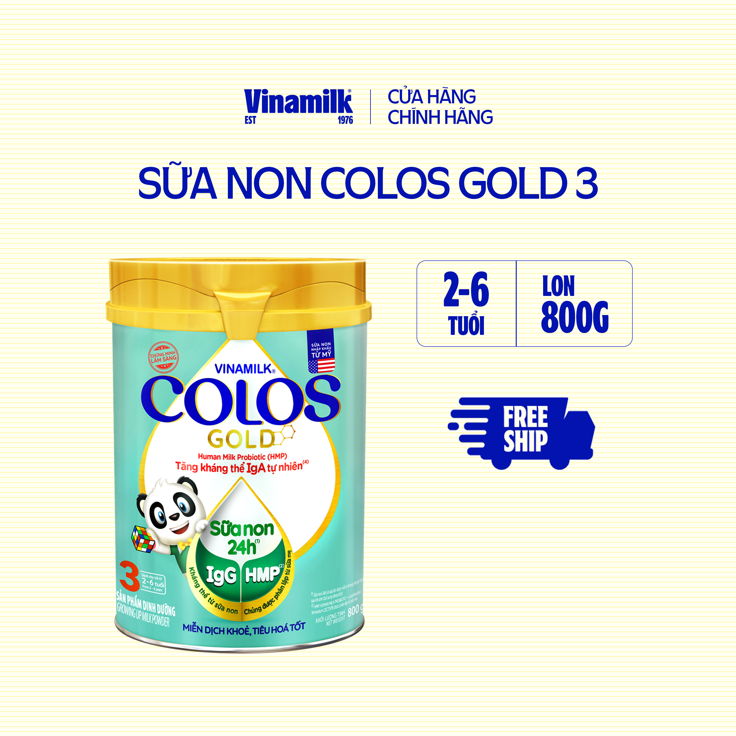 Sữa Non Vinamilk Colos Gold 3 800g (sữa bột cho trẻ từ 2 - 6 tuổi) - Miễn dịch khỏe, Bé lớn nhanh