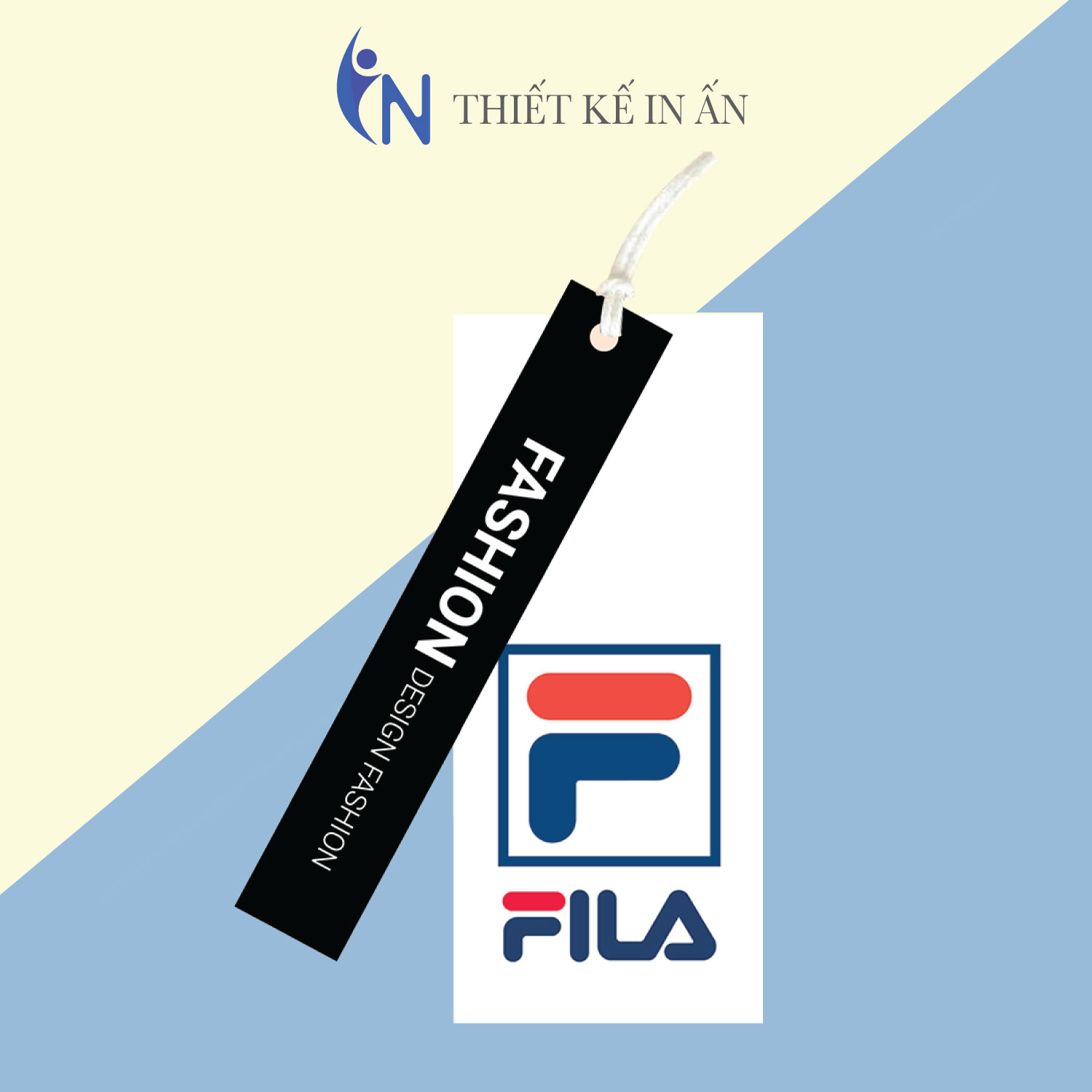 [HCM]Mác quần áo Tag nhãn quần áo  IN GIÁ RẺ cho shop bán hàng quần áo thời trang bìa cứng cán màng chất lượng cao- Set Gói 100 bộ - size 3.6x9cm và 1.5x9cm