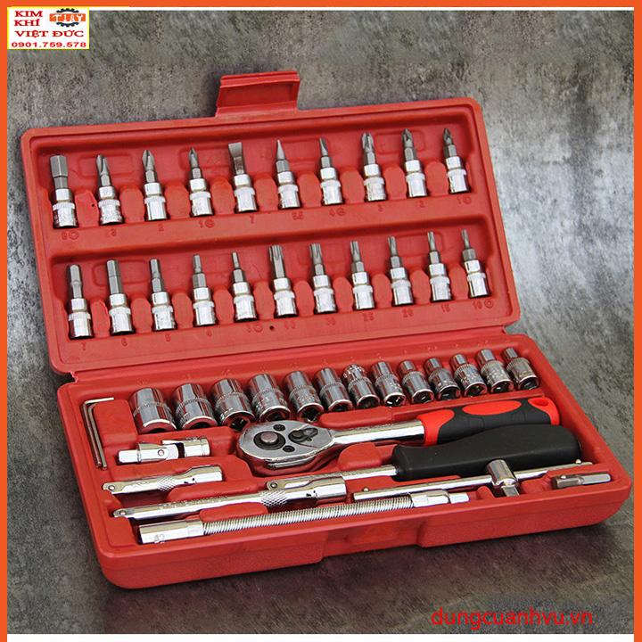 Bộ dụng cụ 46 chi tiết, bộ dụng cụ mở bu lông ốc vít đa năng