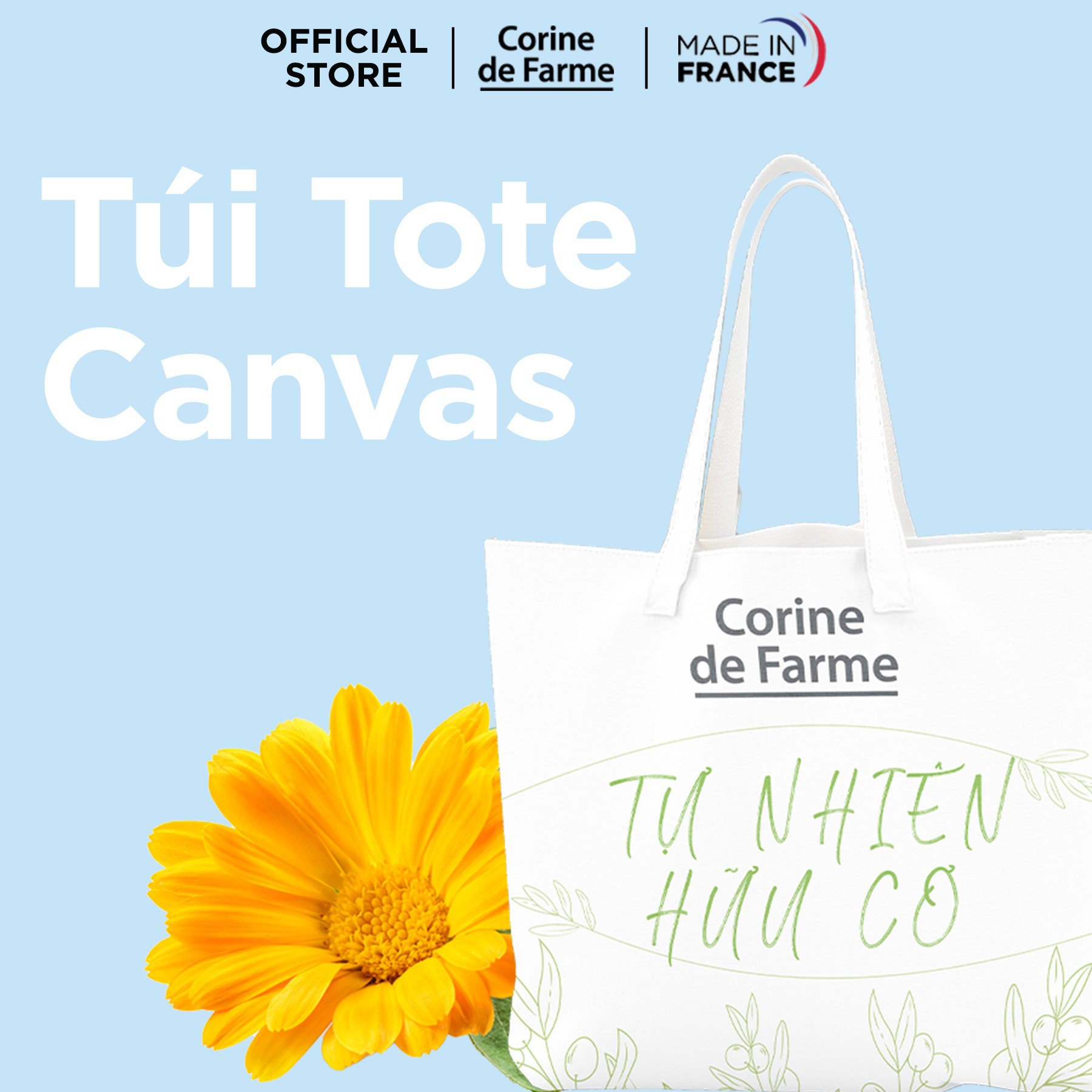 Túi tote vải canvas cao cấp corine de farme