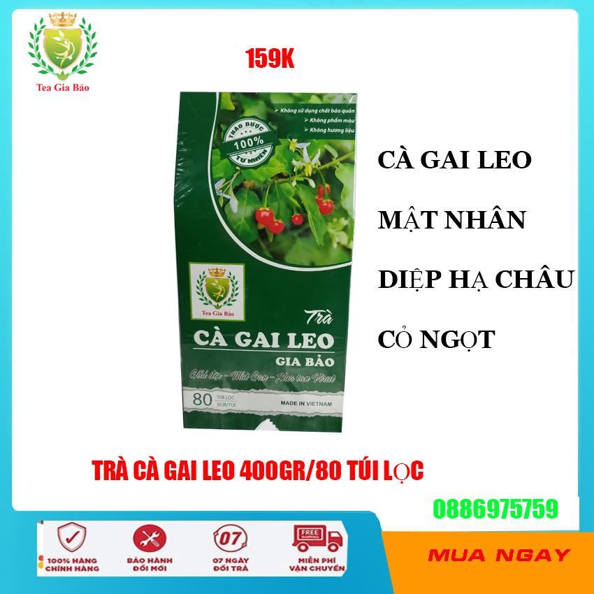 Trà cà gai leo Gia Bảo 400gr - giải độc gan hạ men gan xơ gan xóa tan virut viêm gan B C - trà cà gai leo trà túi lọc trà thảo dược