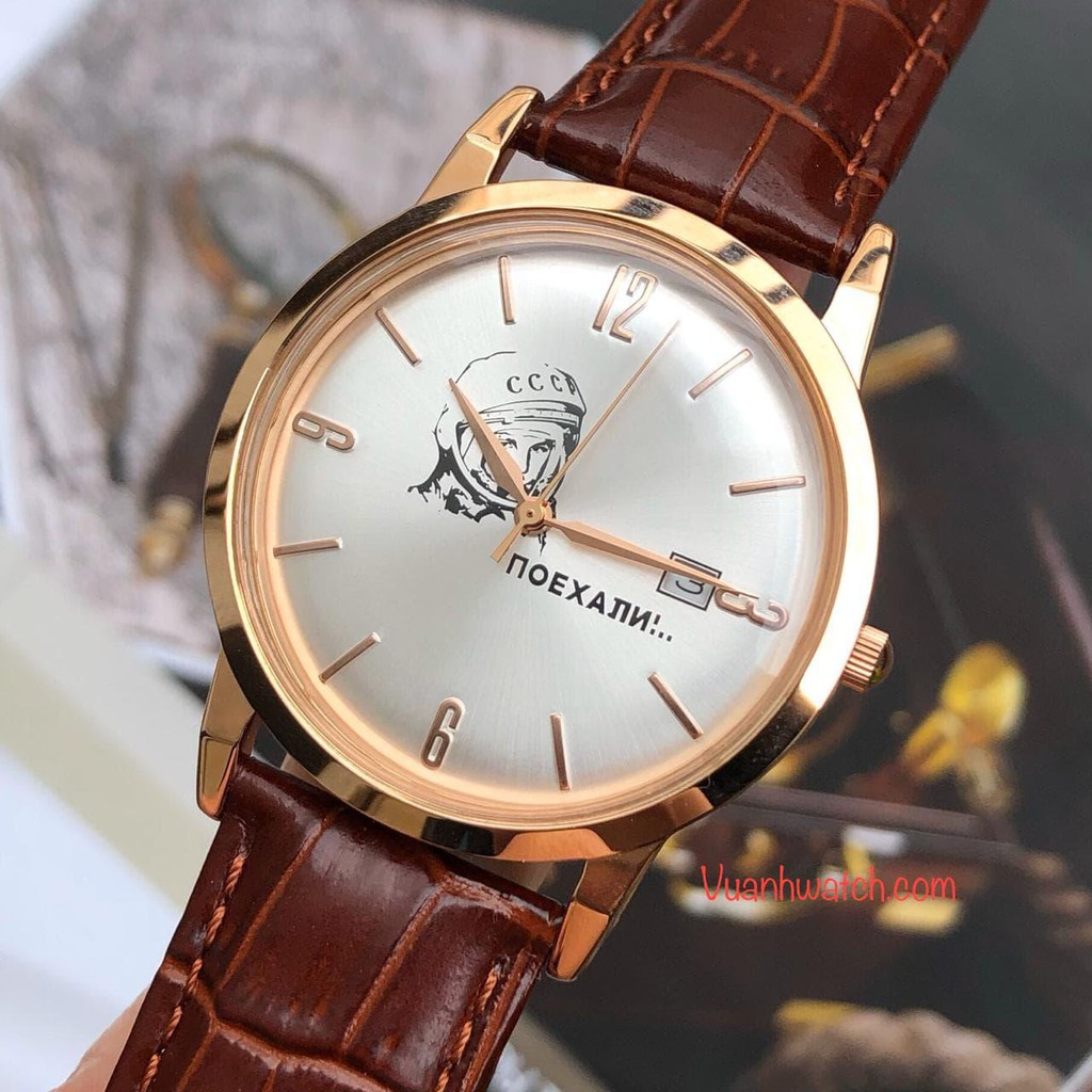 Đồng hồ Poljot Nga phiên bản kỷ niệm Gagarin 5129121. Đồng hồ Poljot nam máy Pin, size mặt 38, chống nước 3 ATM, bảo hành 1 năm