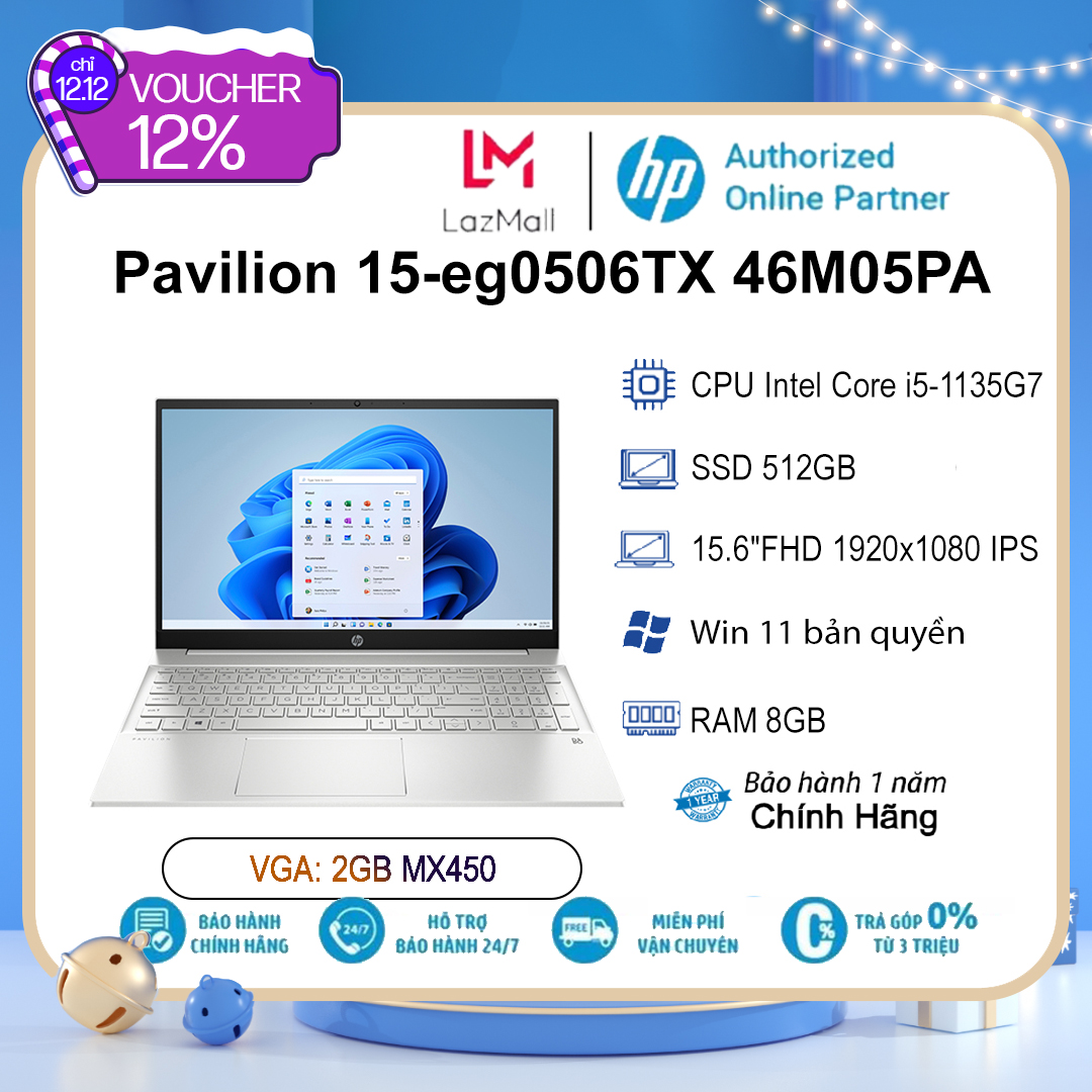 Laptop hp pavilion 15-eg0506tx 46m05pa i5-1135g7| 8gb| 512gb| 15.6″fhd| vga 2gb| win 11