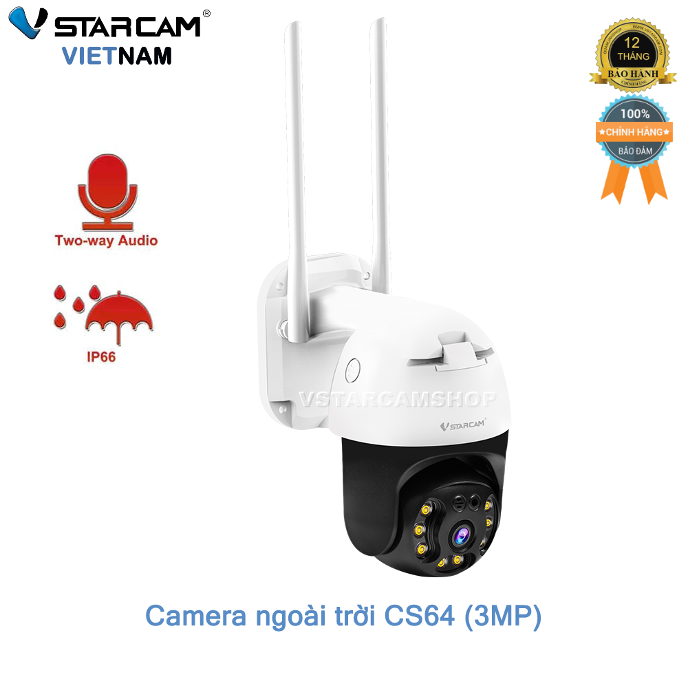 Camera ngoài trời Vstarcam CS64 Full HD 1296P (3MP), tích hợp AI, điều khiển xoay 265 độ, bảo hành 12 tháng