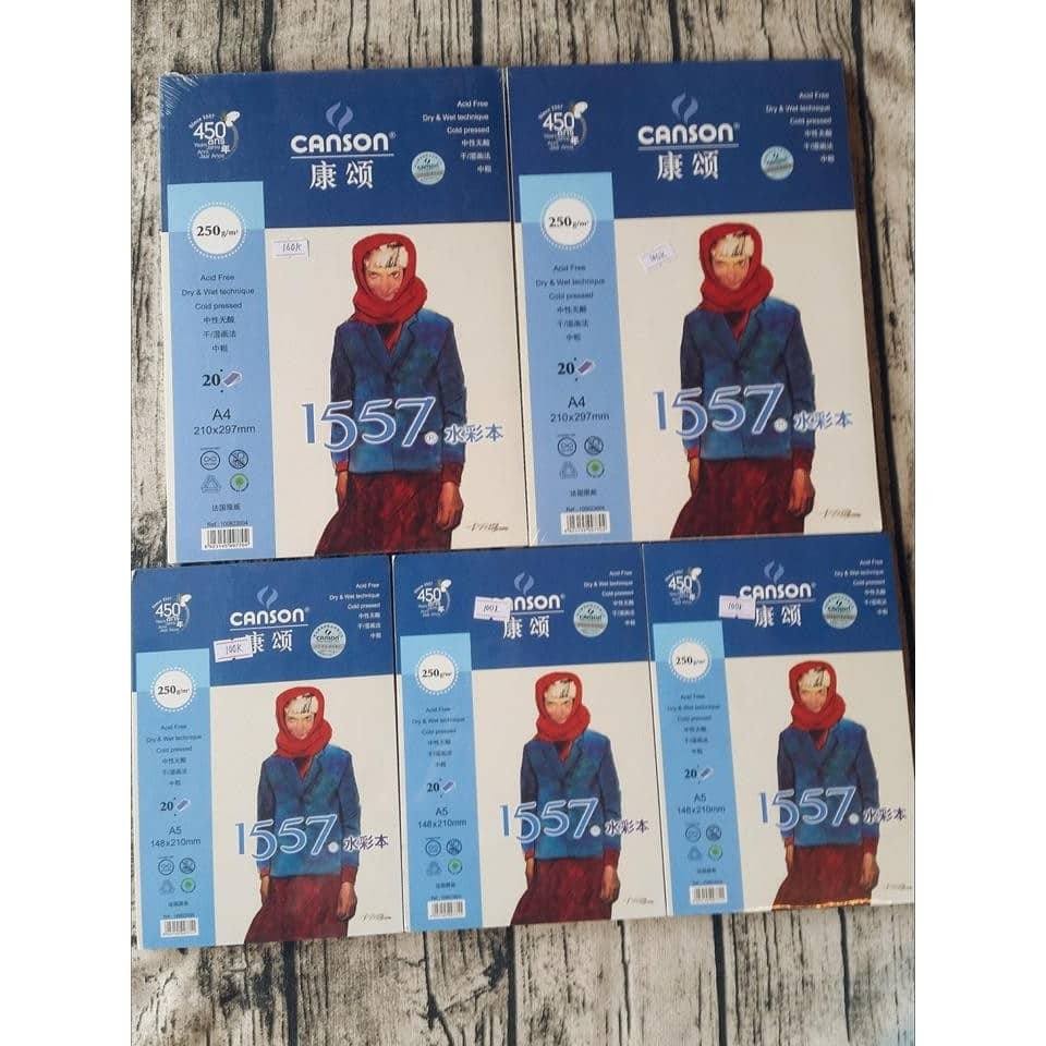 [Ảnh thật] [Chính hãng] Sổ vẽ Canson 1557 250g vẽ màu nước,marker , chì màu