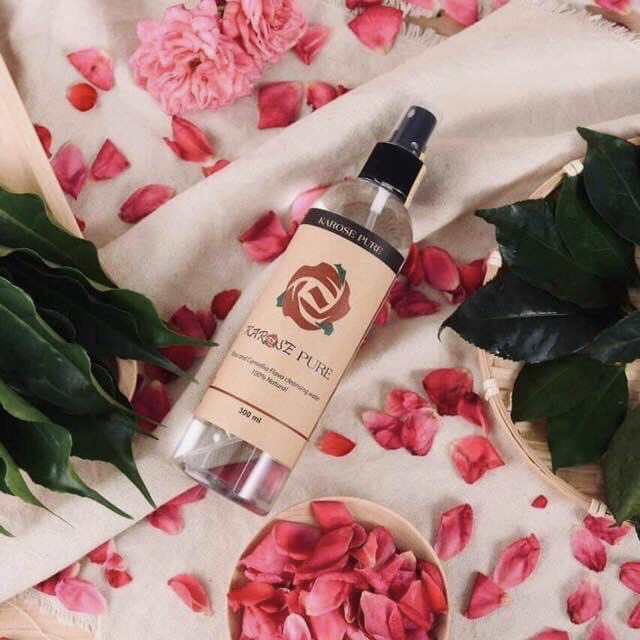 Nước lau mặt làm sạch da, tẩy trang hoa hồng Karose Pure 300ml