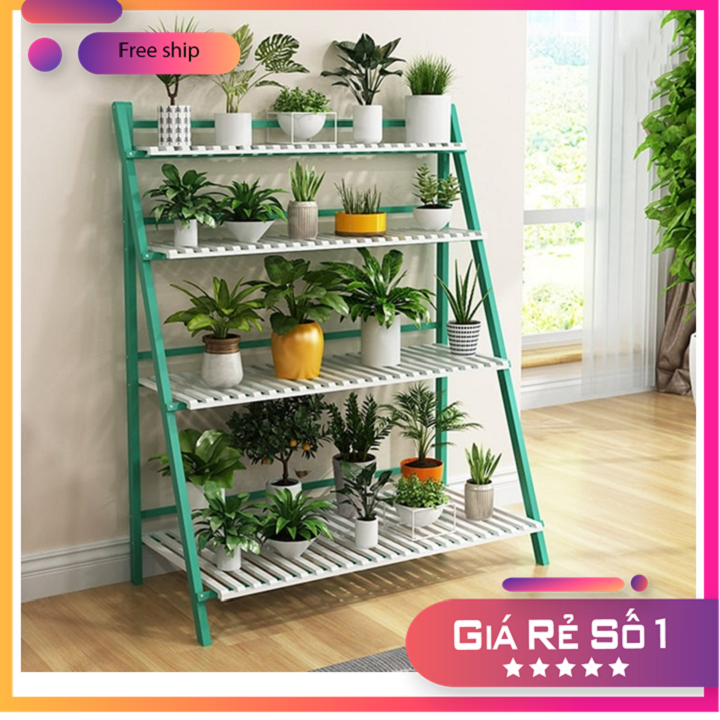 Kệ để chậu hoa 4 tầng, kệ để hoa trong nhà, Giá để chậu hoa MGK037
