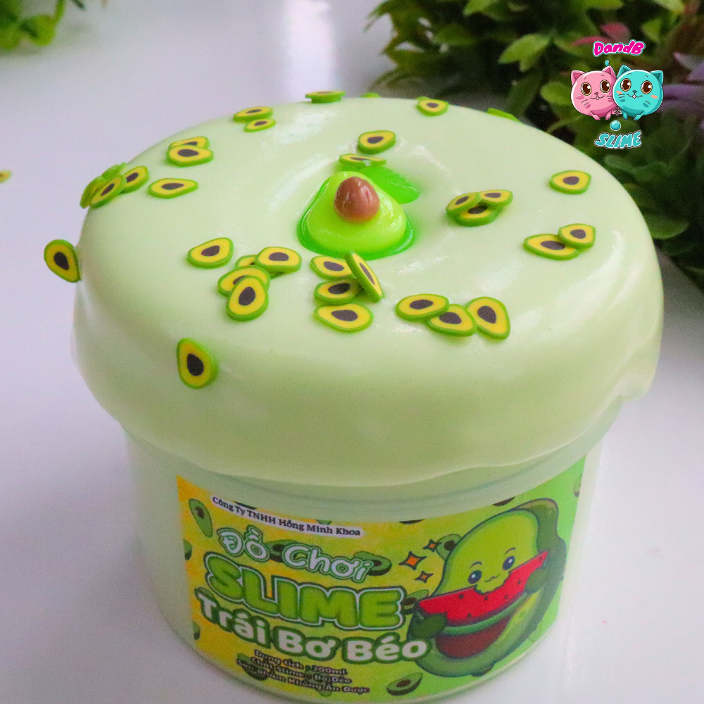 Diy slime trái bơ béo/ đồ chơi slime bơ màu xanh/ kèm charm và cốm/chất slime dẻo dai và thơm