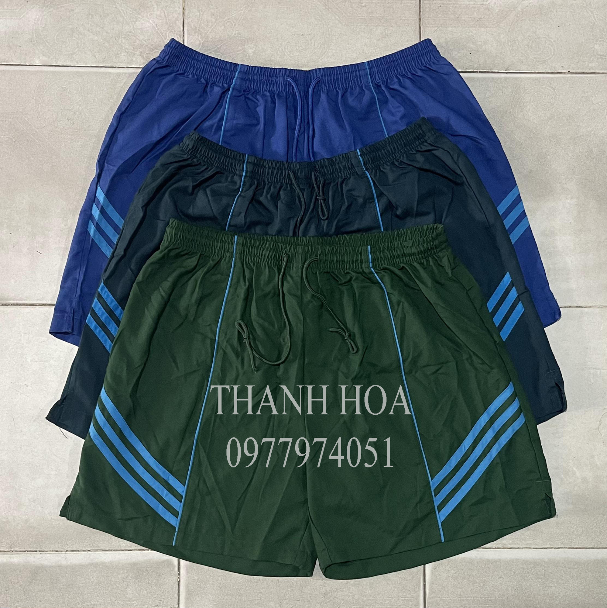 Quần đùi nam màu xanh có túi sau hàng chuẩn