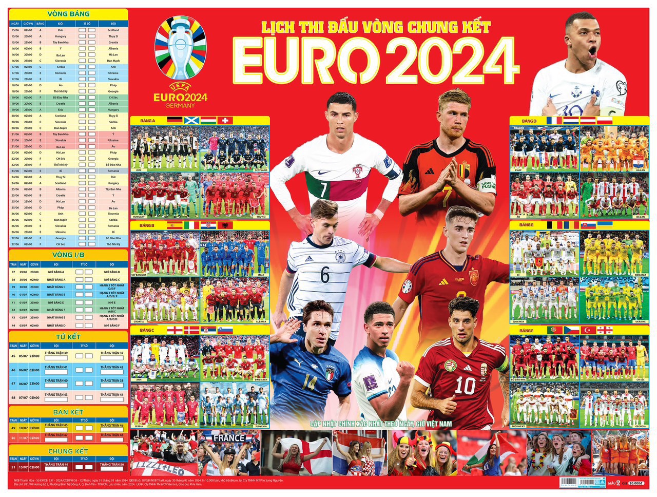 Lịch bóng đá euro 2024