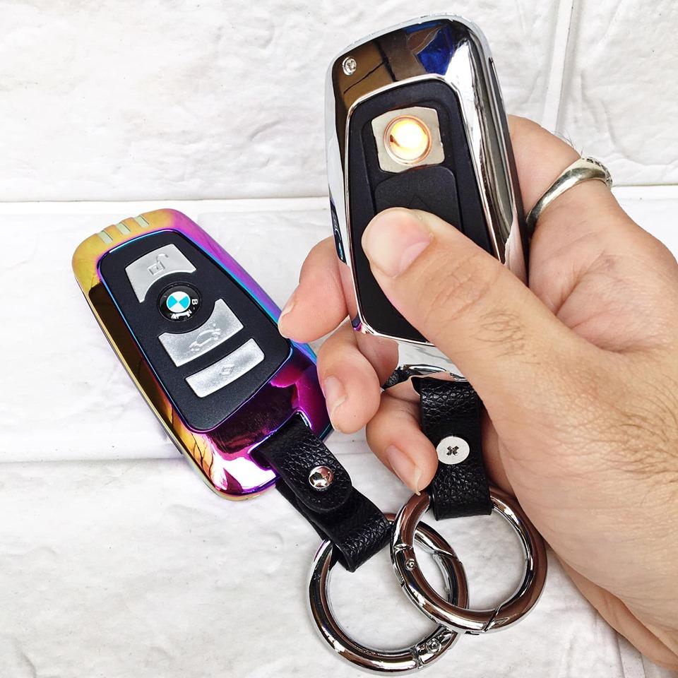 Bật lửa điện - móc khóa xe hơi bmw kim loại bóng -