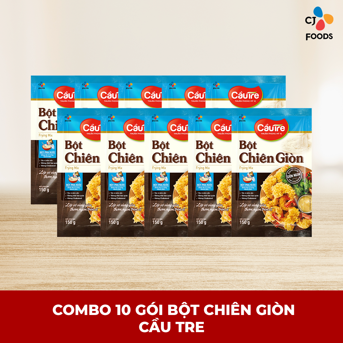 Combo 10 gói bột chiên giòn cầu tre