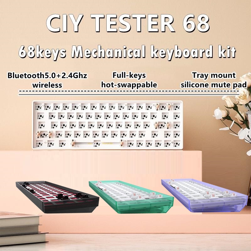Tester68 bộ bàn phím cơ tes68 35pin bàn phím không dây bluetooth tùy chỉnh trục trao đổi nóng bt5.0 2.4g