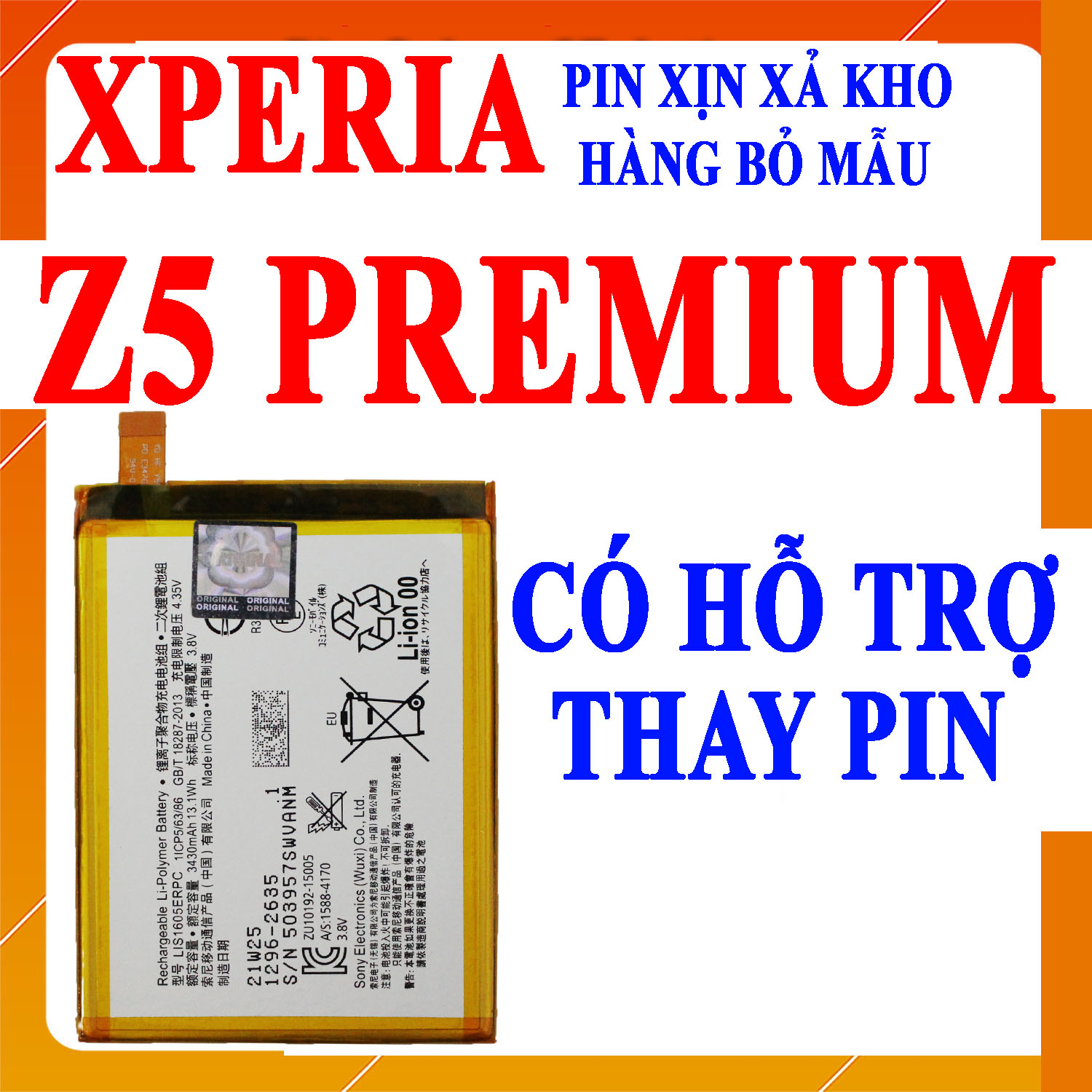Pin Scud cho điện thoại Sony Xperia Z5 Premium 3430mAh