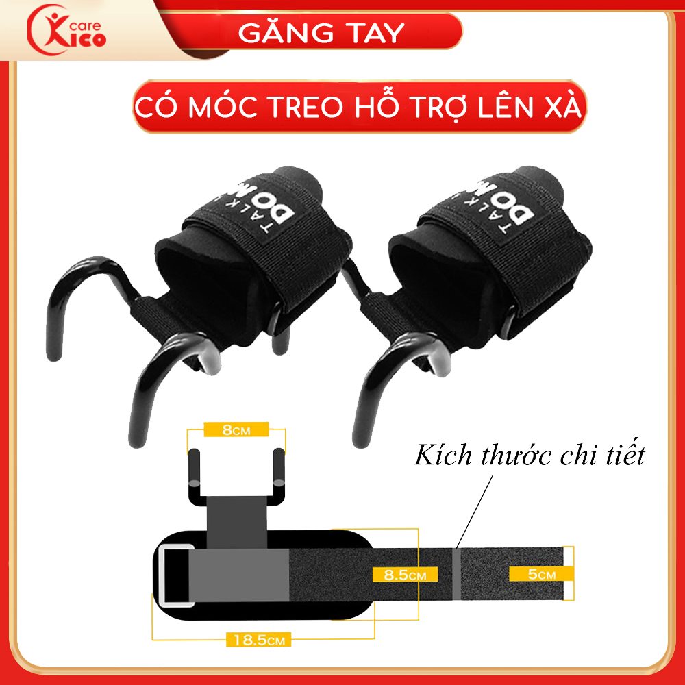 Găng tay tập xà, găng tay có móc hỗ trợ kéo xà đơn, Deadlift, gym [1 ĐÔI] KICOCARE