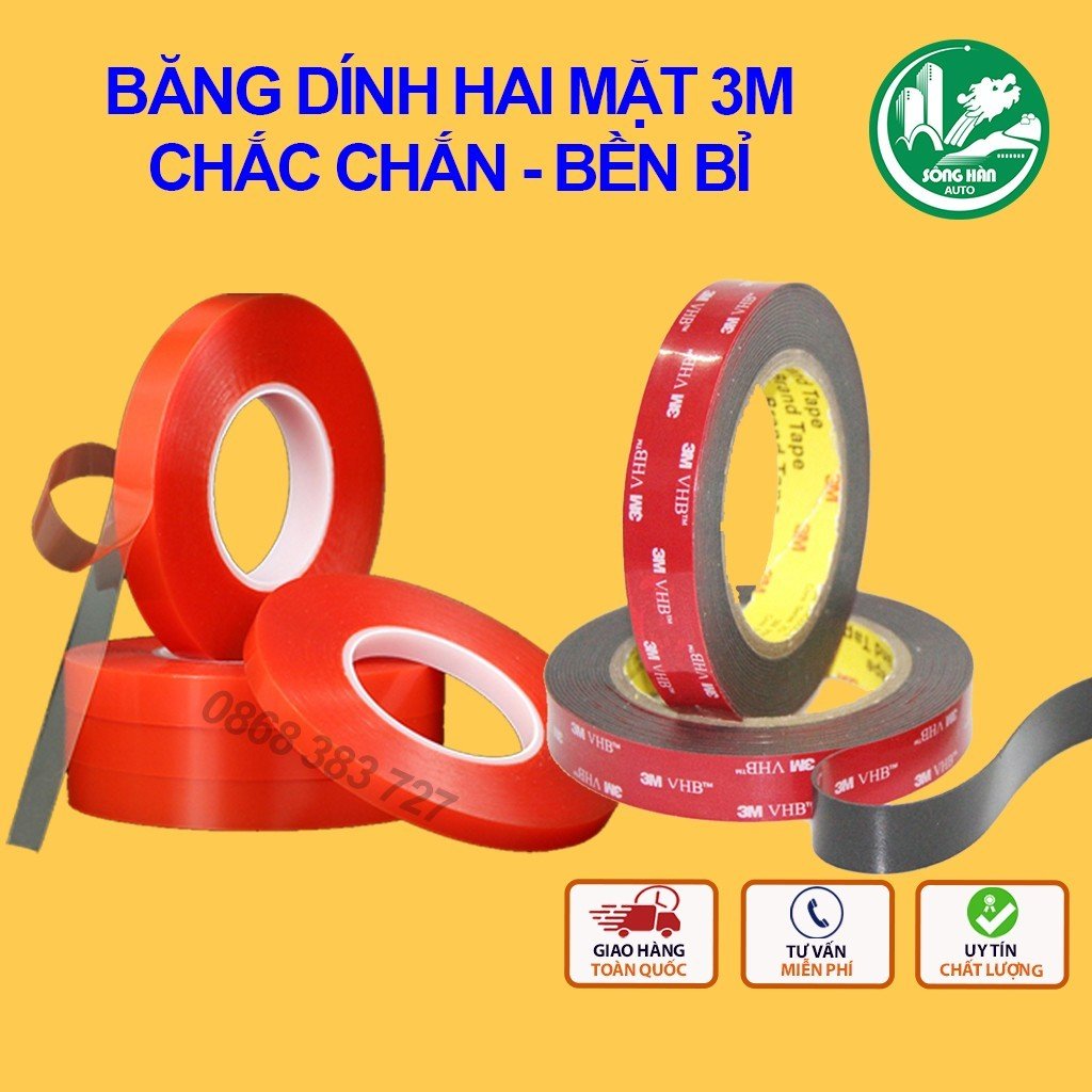 Băng dính 2 mặt siêu dính, băng keo 3m dán đa năng, băng keo cường lực siêu dính nhiều công năng không thấm nước, băng dính 3m hai mặt