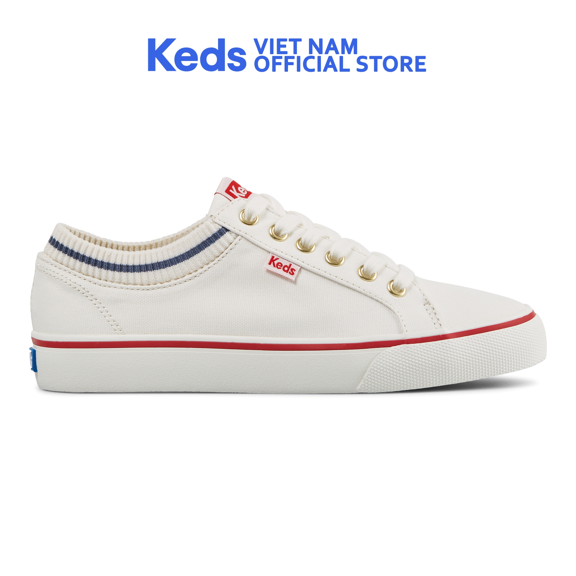 Giày Thể Thao Keds Nữ- Jump Kick Canvas Jump Kick Rib Knit Collar White/Red- KD066428