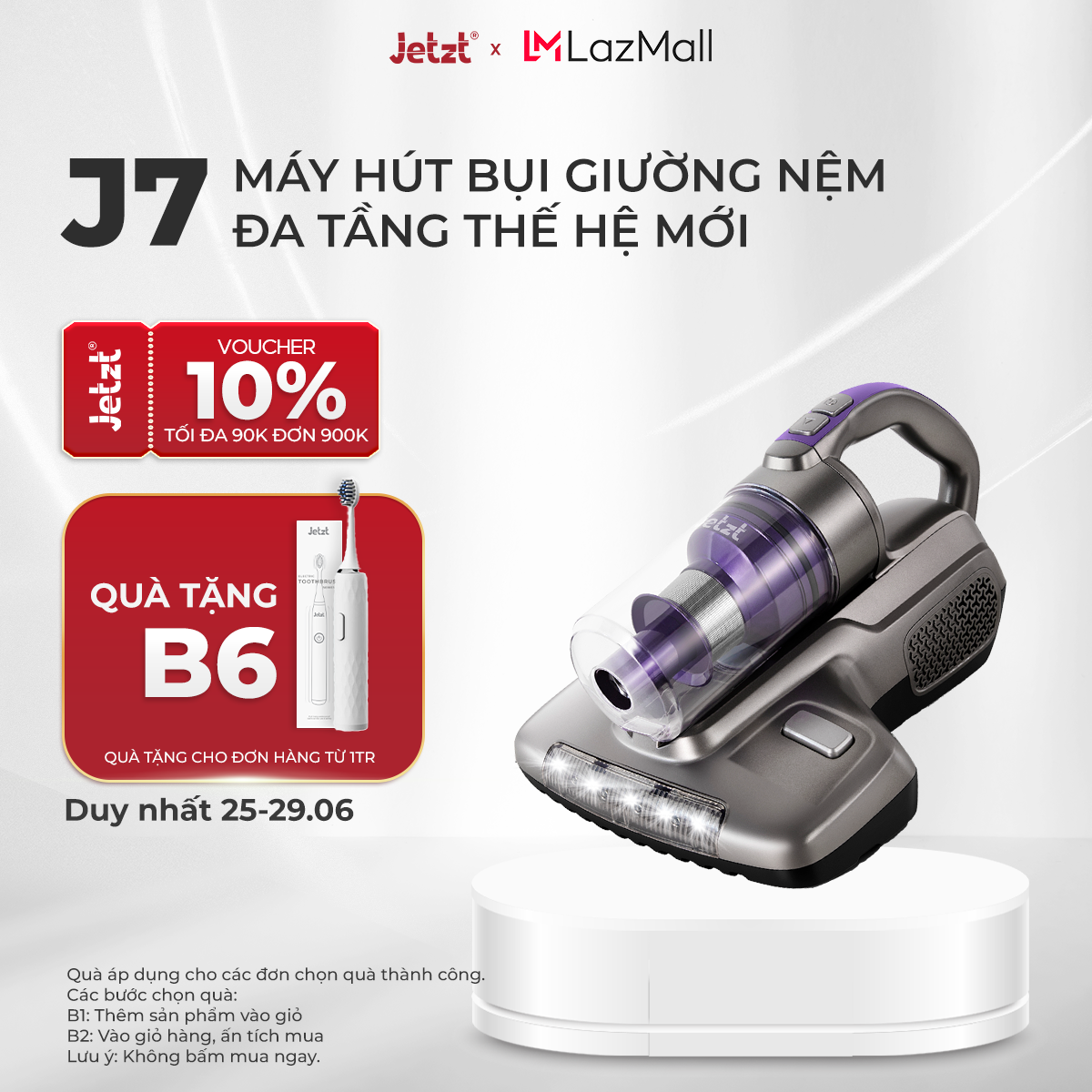 Máy hút bụi giường nệm diệt khuẩn đa tầng thế hệ mới JETZT J7