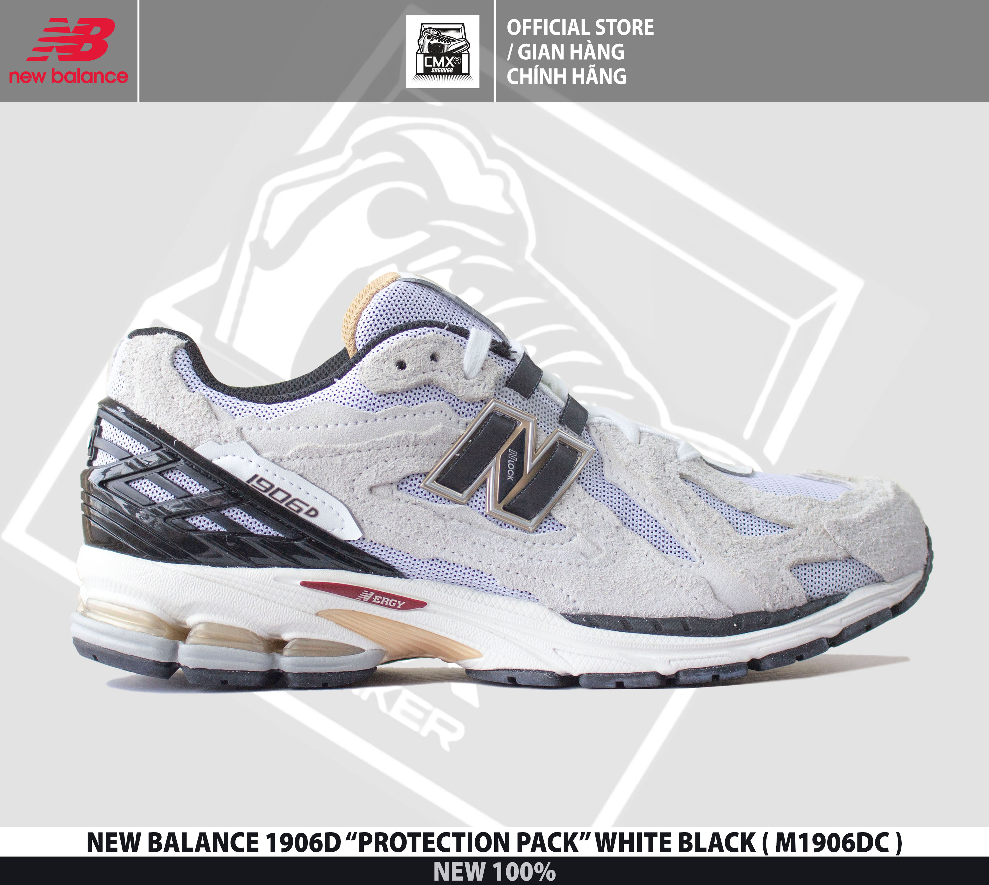 😘 giày new balance 1906d protection p.ack white black - authentic 100%