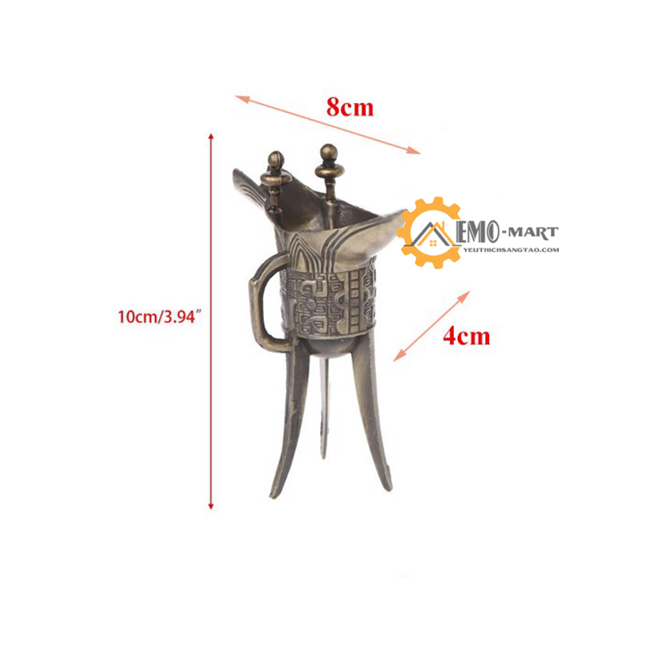 [FreeshipMAX] Chén Càn Long cốc đồng ba chân - Hợp kim mạ đồng an toàn cổ điển