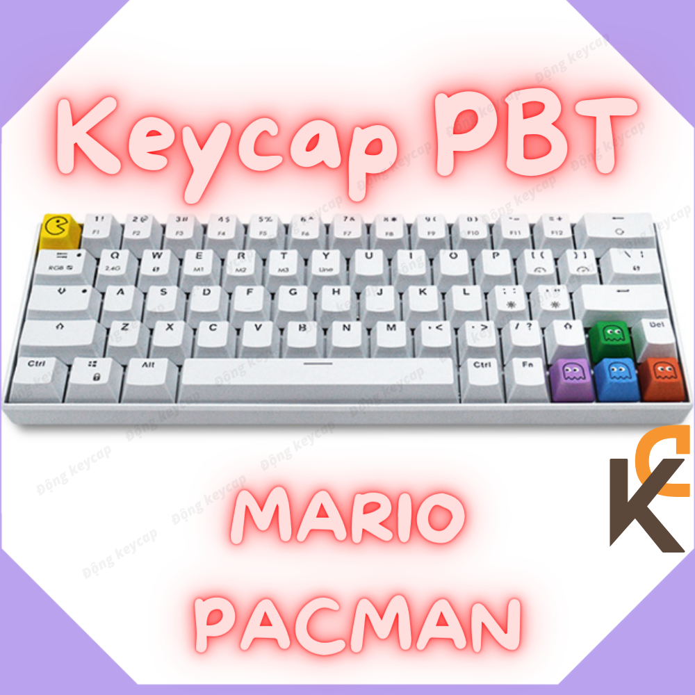Keycap lẻ pbt mario, pacman, doraemon, corgi cho bàn phím cơ - oem profile - set 5 nút - 10 nút