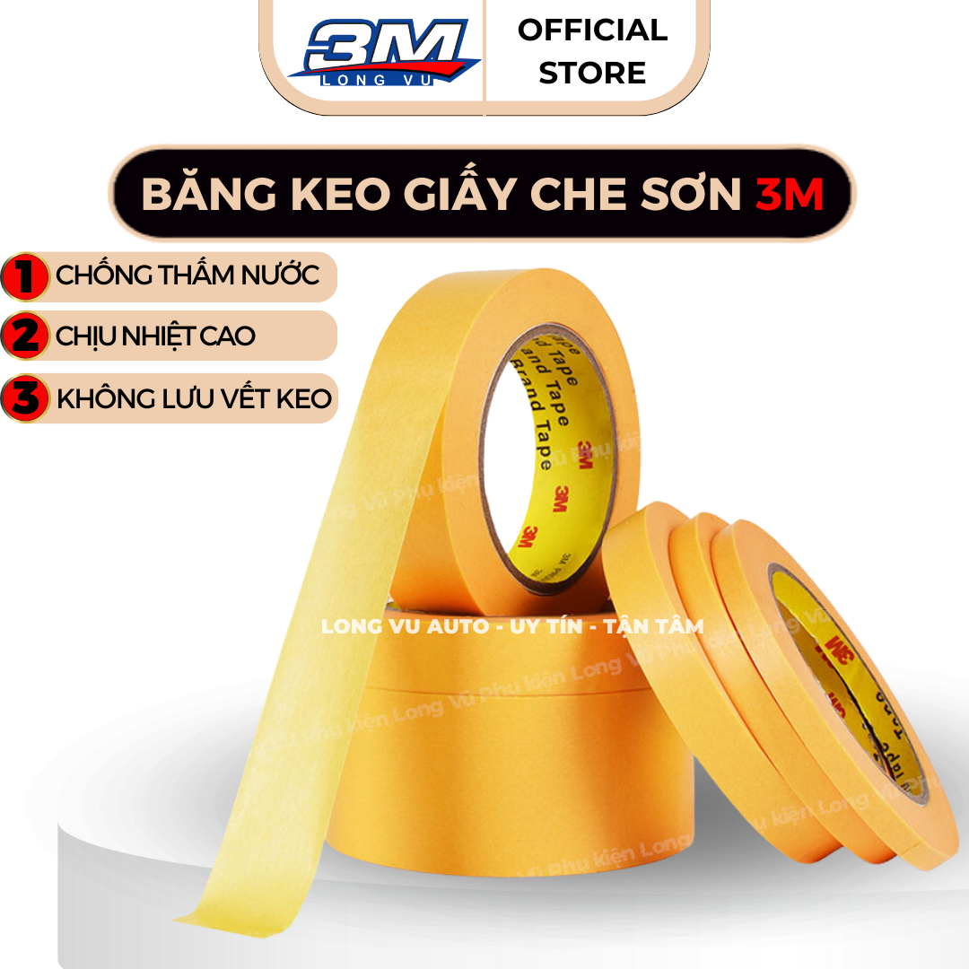 Băng Keo Giấy 1 Mặt 3M 243 J Plus Masking Tape Che Sơn Cao Cấp Hoặc Dán Tape Mod Bàn Phím 10mmx18m - 3M Long Vu