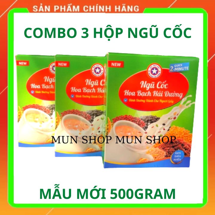 Combo 3 Hộp Bột Ngũ Cốc Tăng Cân Hoa Bạch Hải Đường 500gram - tăng cân an toàn hiệu quả cho mẹ sau sinh và cho trẻ nhỏ