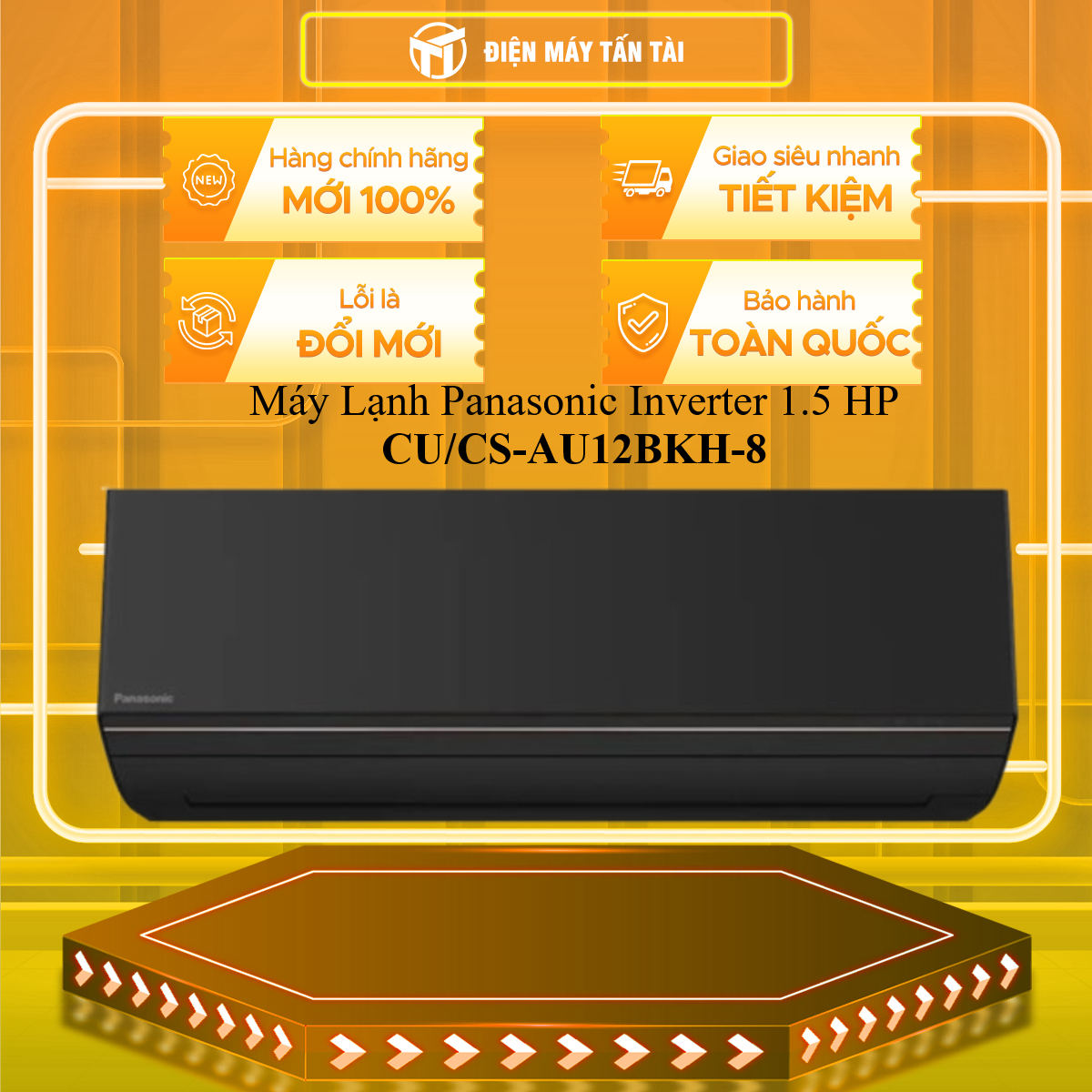 Máy Lạnh Panasonic Inverter 1.5 HP CU/CS-AU12BKH-8 - BẢO HÀNH CHÍNH HÃNG - MIỄN PHÍ GIAO HCM