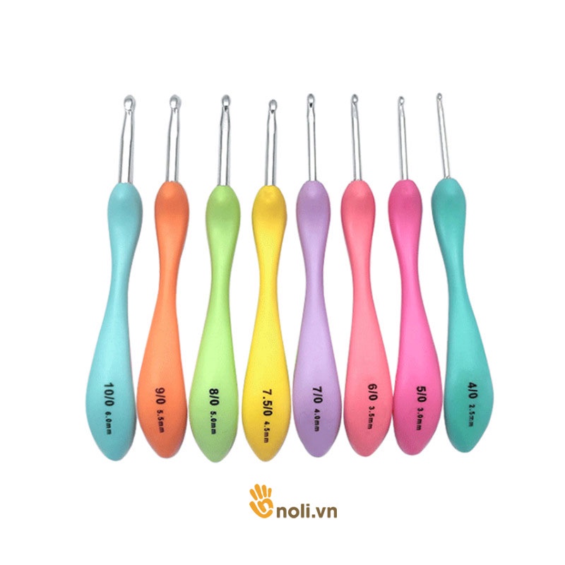 Bộ kim móc cán cong 8 cây - Móc len